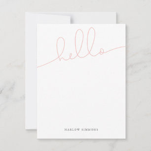 Modernes Pink HELLO Script Mitteilungskarte