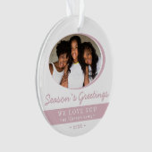 Modernes Pink-Jahreszeit-Grüße-Script-Foto Ornament (Vorderseite)