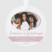 Modernes Pink-Jahreszeit-Grüße-Script-Foto Ornament (Rückseite)