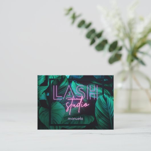 Modernes Pink Neon Lash Studio Professorin Visitenkarte (Stehend Vorderseite)
