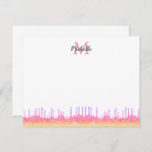 Modernes Pink Ombre Glitzer Tropfen Skript Mit Mon Mitteilungskarte (Vorne/Hinten)