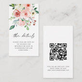 Modernes Pink Peach Florals QR Code Hochzeitsdetai Begleitkarte (Vorne/Hinten)