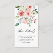 Modernes Pink Peach Florals QR Code Hochzeitsdetai Begleitkarte (Vorderseite)