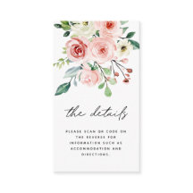 Modernes Pink Peach Florals QR Code Hochzeitsdetai