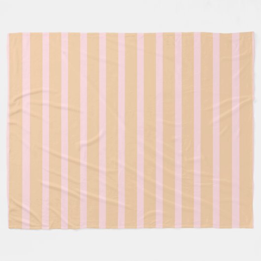 Modernes Pink Peach Taffee Striptes Fleece Blanket (Vorderseite (Horizontal))