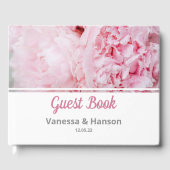 Modernes Pink Peony Wedding Gästebuch (Vorderseite)