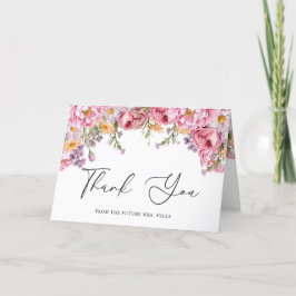 Modernes Pink Peonys Blumengebirge Brautparty Dankeskarte