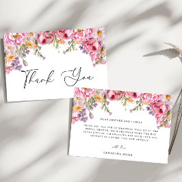 Modernes Pink Peonys Blumengebirge Brautparty Dankeskarte