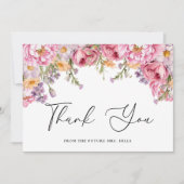Modernes Pink Peonys Blumengebirge Brautparty Dankeskarte (Vorderseite)