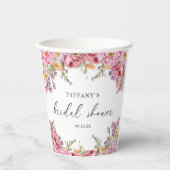 Modernes Pink Peonys Blumengebirge Brautparty Pappbecher (Vorderseite)