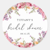 Modernes Pink Peonys Blumengebirge Brautparty Runder Aufkleber (Vorderseite)