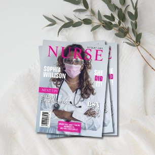 Modernes Pink-Pflegemagazin Abschluss Foto Invi Einladung