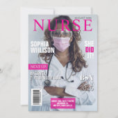 Modernes Pink-Pflegemagazin Abschluss Foto Invi Einladung (Vorderseite)