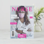 Modernes Pink-Pflegemagazin Abschluss Foto Invi Einladung (Stehend Vorderseite)