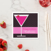 Modernes Pink Polka Dot Martini Gratulation Party Serviette (Beispiel)