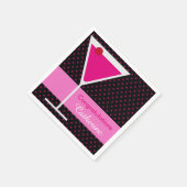 Modernes Pink Polka Dot Martini Gratulation Party Serviette (Ecke)