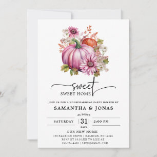 Modernes Pink Pumpkin Fall Housewarming Party Einladung
