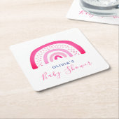Modernes Pink Rainbow Baby Shower Girl Rechteckiger Pappuntersetzer (angewinkelt)