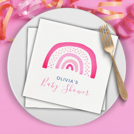 Modernes Pink Rainbow Baby Shower Girl Serviette