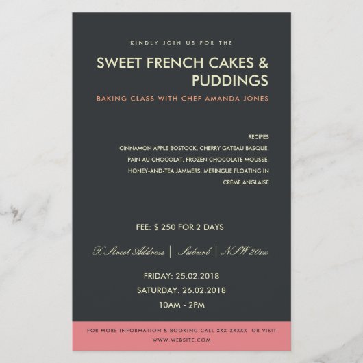 MODERNES PINK SCHWARZ-FOTO-VORLAGENKLASSEN WORKSHO FLYER (Vorne)