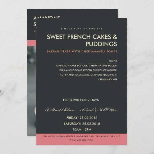 MODERNES PINK-SCHWARZES FOTO-WORKSHOP EINLADEN VOR EINLADUNG (Vorne/Hinten)