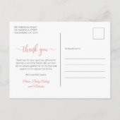 Modernes Pink Script Neugeborenes Foto Vielen Dank Postkarte (Rückseite)