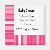 Modernes Pink Stripe Baby Duschvorhang Magnet (Vorne)