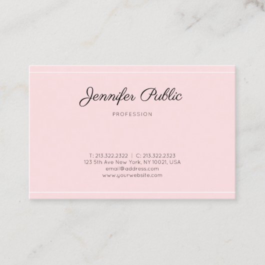 Modernes Pink Trendy Script Einfach Elegant Schlic Visitenkarte (Vorderseite)