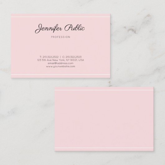 Modernes Pink Trendy Script Einfach Elegant Schlic Visitenkarte (Vorne/Hinten)
