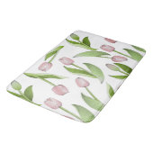 Modernes Pink Tulip Floral Badematte (Schrägansicht)