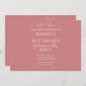Modernes Pink Typografy Galentine's Day Party Einladung (Vorne/Hinten)