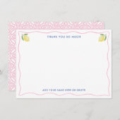 Modernes Pink Wavy Line Lemons Brautparty Dankeskarte (Vorne/Hinten)