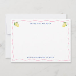 Modernes Pink Wavy Line Lemons Brautparty Dankeskarte