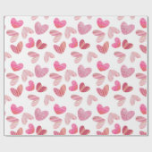 Modernes Pink Whimsical Herzmuster Geschenkpapier (Flach)