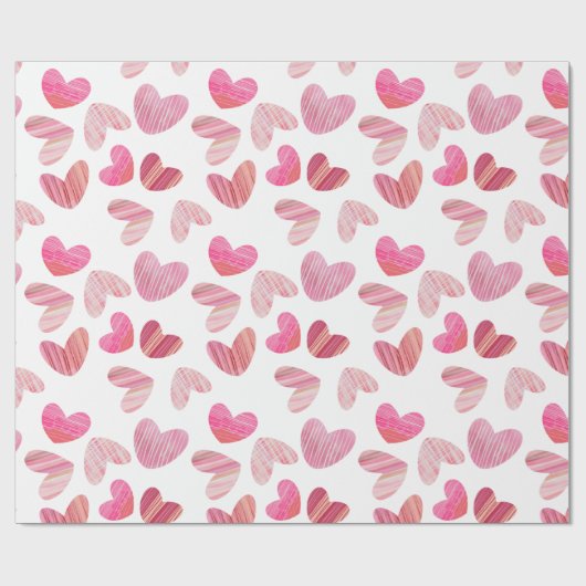 Modernes Pink Whimsical Herzmuster Geschenkpapier (Flach)