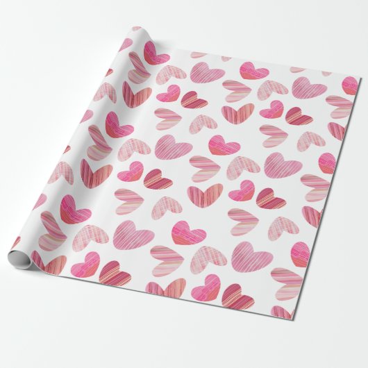 Modernes Pink Whimsical Herzmuster Geschenkpapier (Ungerollt)