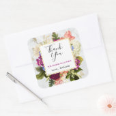 Modernes Pink & White Florals Party Vielen Dank Quadratischer Aufkleber (Umschlag)