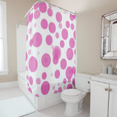 Modernes Pink & White Polka Dot Bubbles Party Duschvorhang (Beispiel)