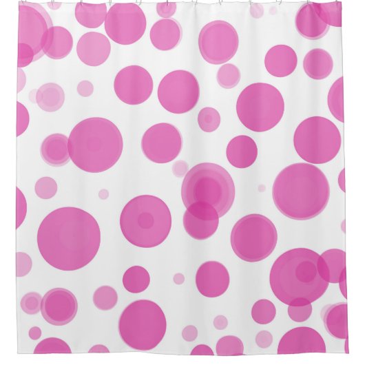 Modernes Pink & White Polka Dot Bubbles Party Duschvorhang (Vorderseite)