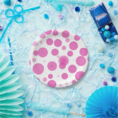Modernes Pink & White Polka Dot Bubbles Party Pappteller (Party)