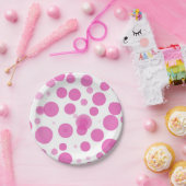 Modernes Pink & White Polka Dot Bubbles Party Pappteller (Party)