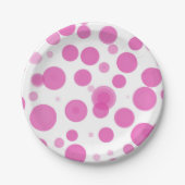 Modernes Pink & White Polka Dot Bubbles Party Pappteller (Vorderseite)