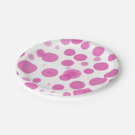 Modernes Pink & White Polka Dot Bubbles Party Pappteller