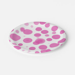 Modernes Pink & White Polka Dot Bubbles Party Pappteller
