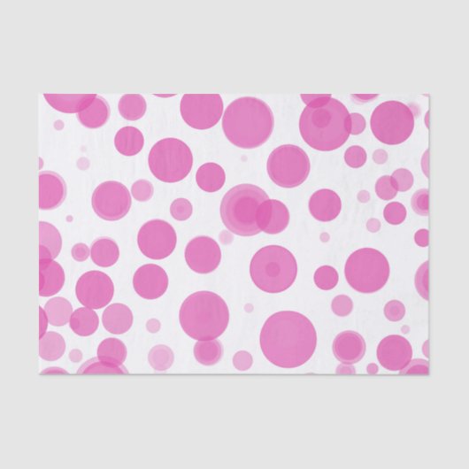Modernes Pink & White Polka Dot Bubbles Party Seidenpapier (Vorderseite)