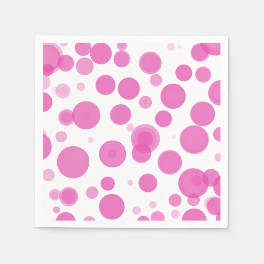 Modernes Pink & White Polka Dot Bubbles Party Serviette (Vorderseite)