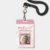 Modernes Pink Yellow Watercolor Script-Abzeichen Ausweis (Vorderseite mit Lanyard)