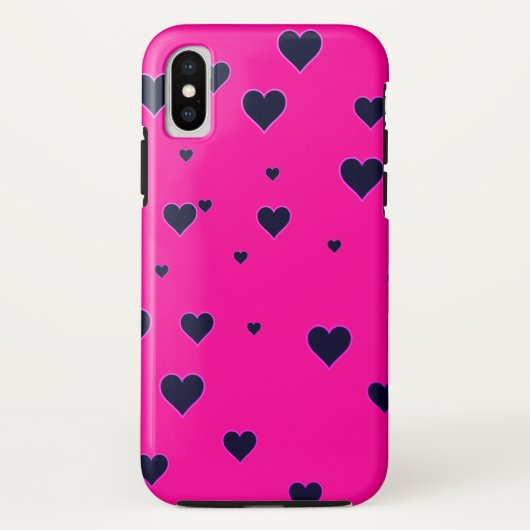 Modernes PinkBlack Hearts iPhone Gehäuse Case-Mate iPhone Hülle (Rückseite)
