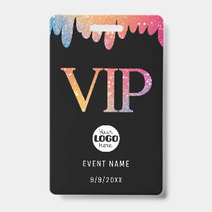 Modernes pinkes Glitter-Logo VIP Ausweis
