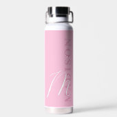 Modernes pinkes minimalistisches Anfangsmonogramm Trinkflasche (Rückseite)